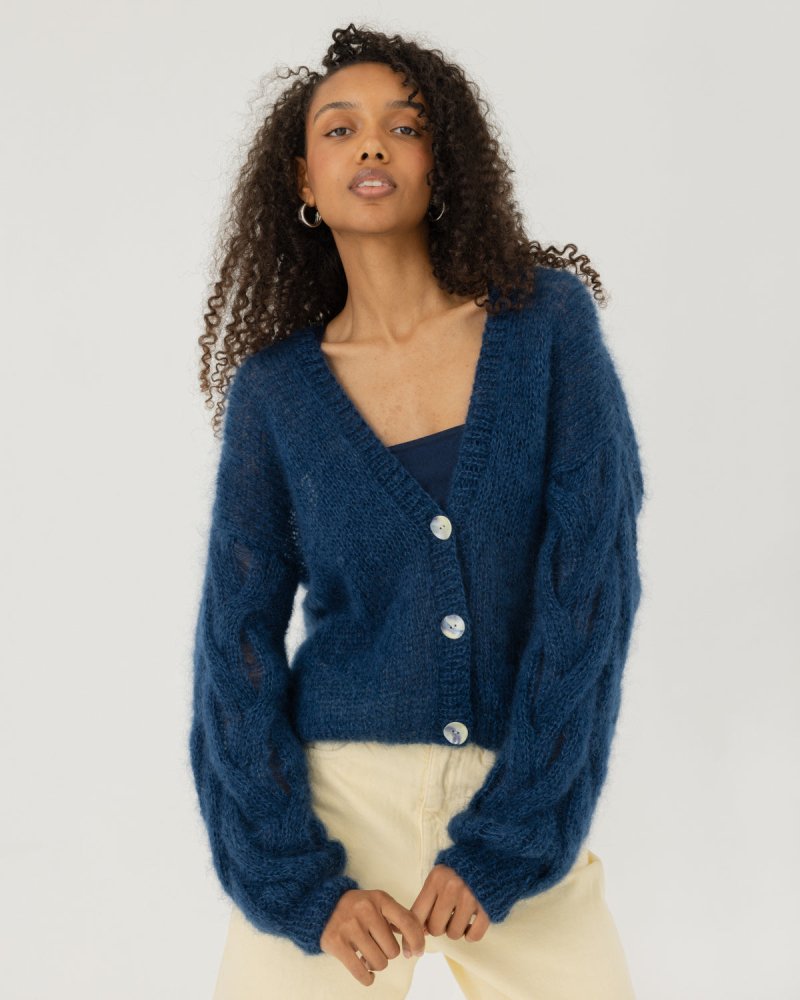 Pagunda: Midnight Blue Mohair & Silk Cardigan