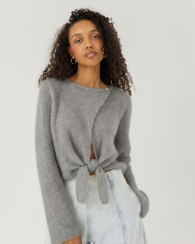 Skraistas: Fog Grey Silk Mohair Cropped Cardigan – The Knotty Ones