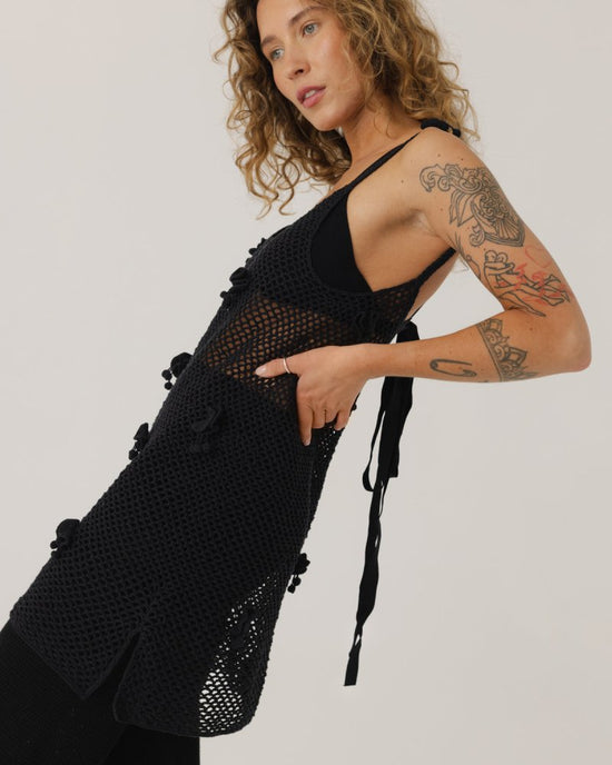 Aguonos: Black Cotton Crochet Dress The Knotty Ones Aguonos: Black Cotton Crochet Dress The Knotty Ones