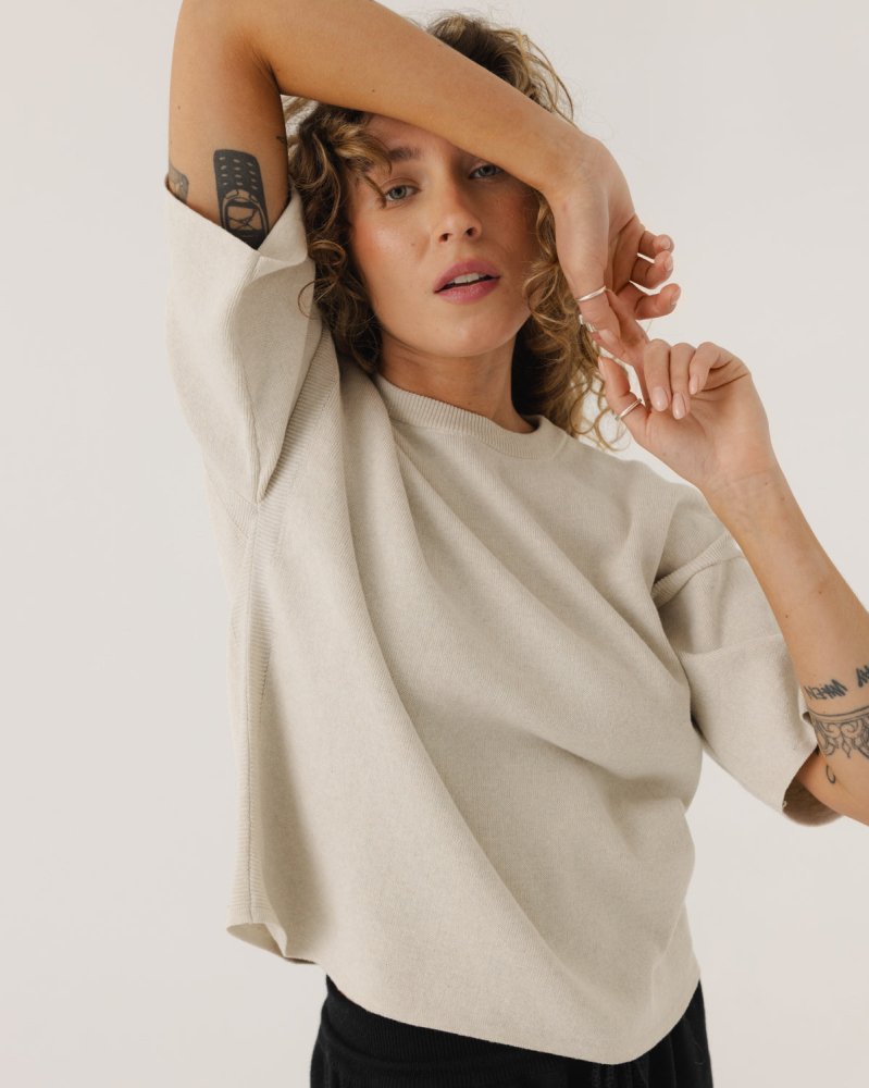 Aistis: Stone Grey Cotton T-shirt
