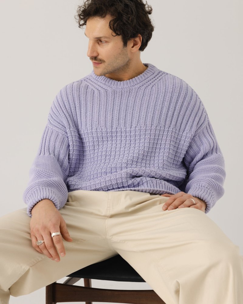 トップス semon unisex SA 2TONE KNIT LAVENDER Delčia: Lilac Cotton Sweater – The Knotty Ones