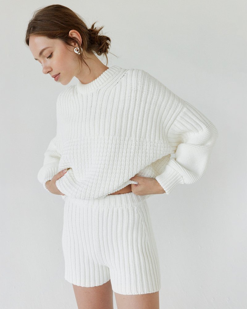 Delčia: Off-White Cotton Sweater – The Knotty Ones