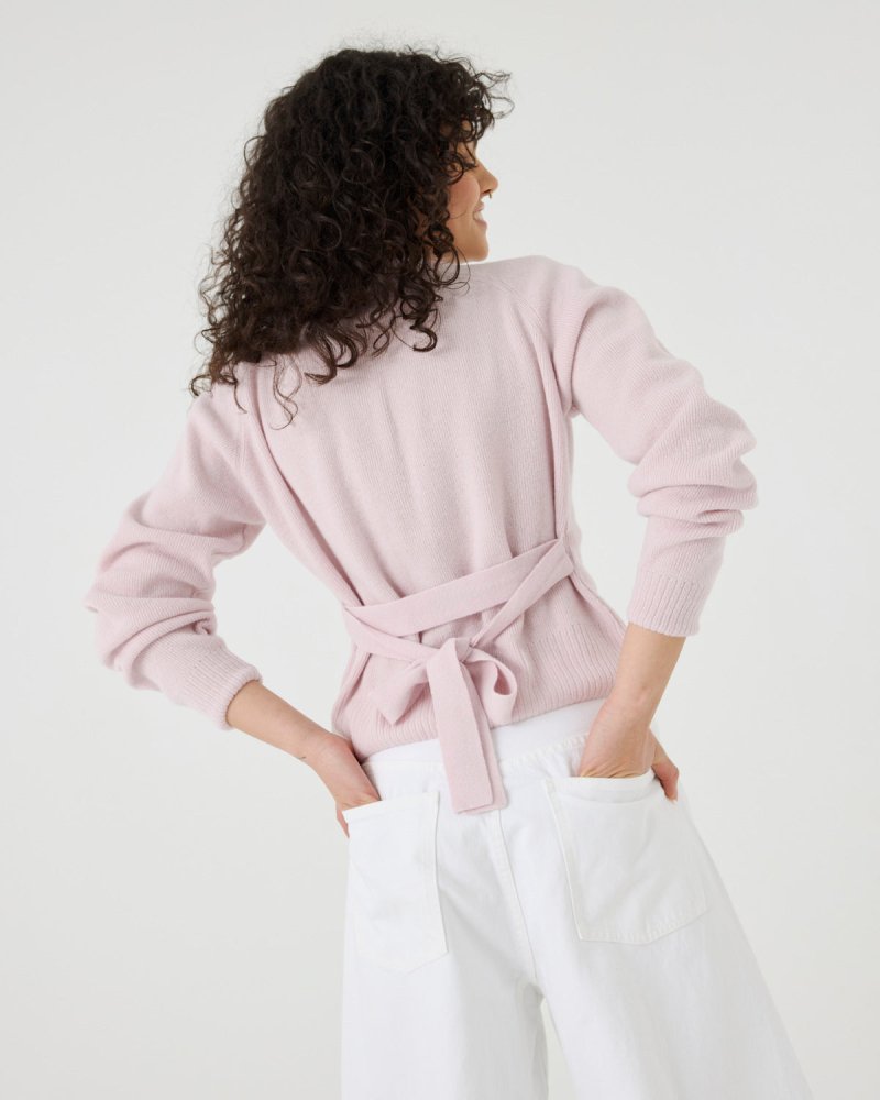 Indraja: Dusty Pink Wool & Cashmere Cardigan