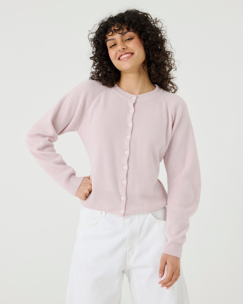 Indraja: Dusty Pink Wool & Cashmere Cardigan