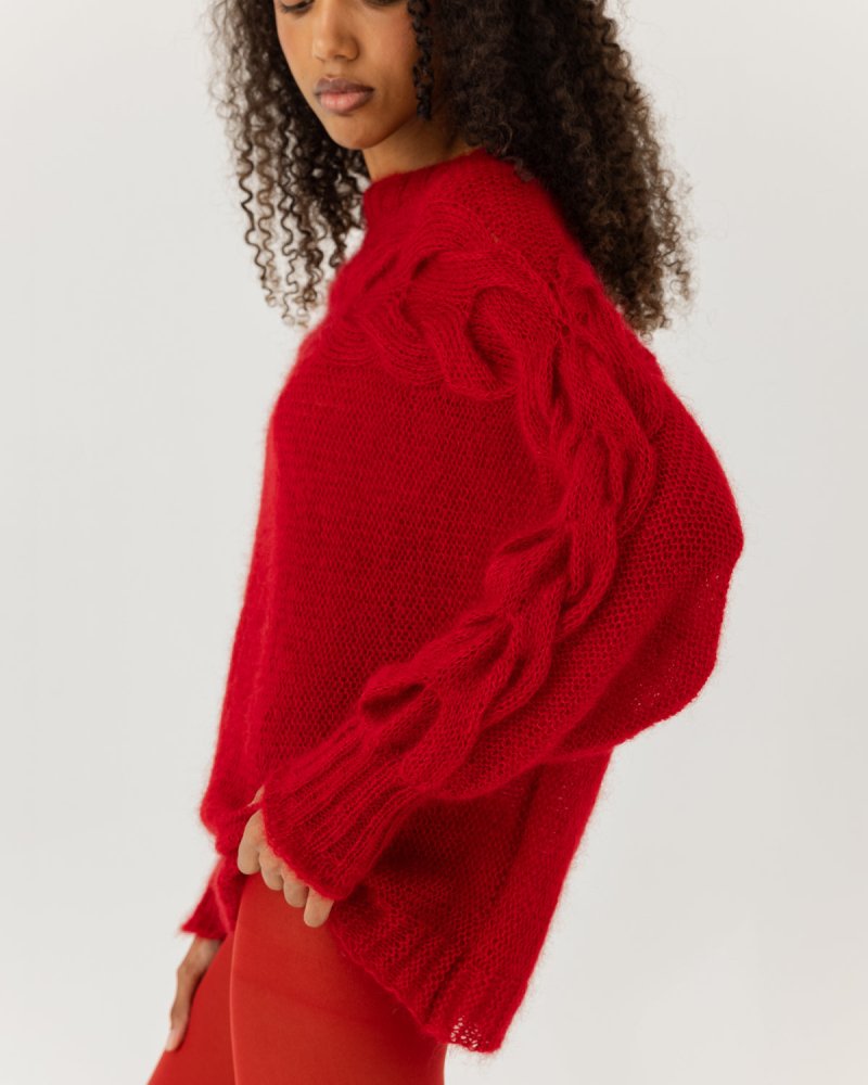 Jūra: Poppy Red Silk & Mohair Sweater