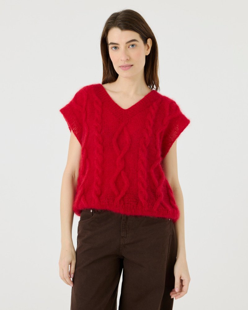 Laimė: Poppy Red Silk & Mohair Vest