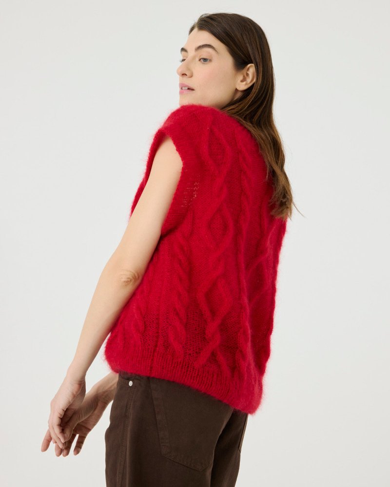 Laimė: Poppy Red Silk & Mohair Vest