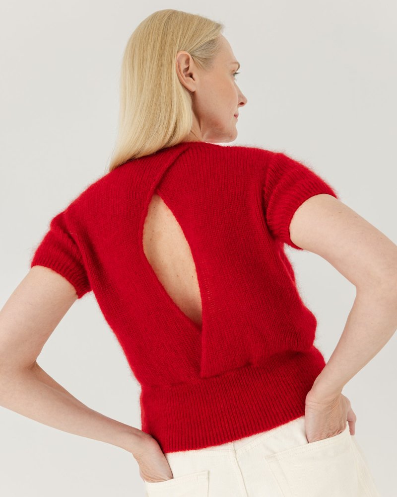 Lašas: Poppy Red Mohair & Silk Top