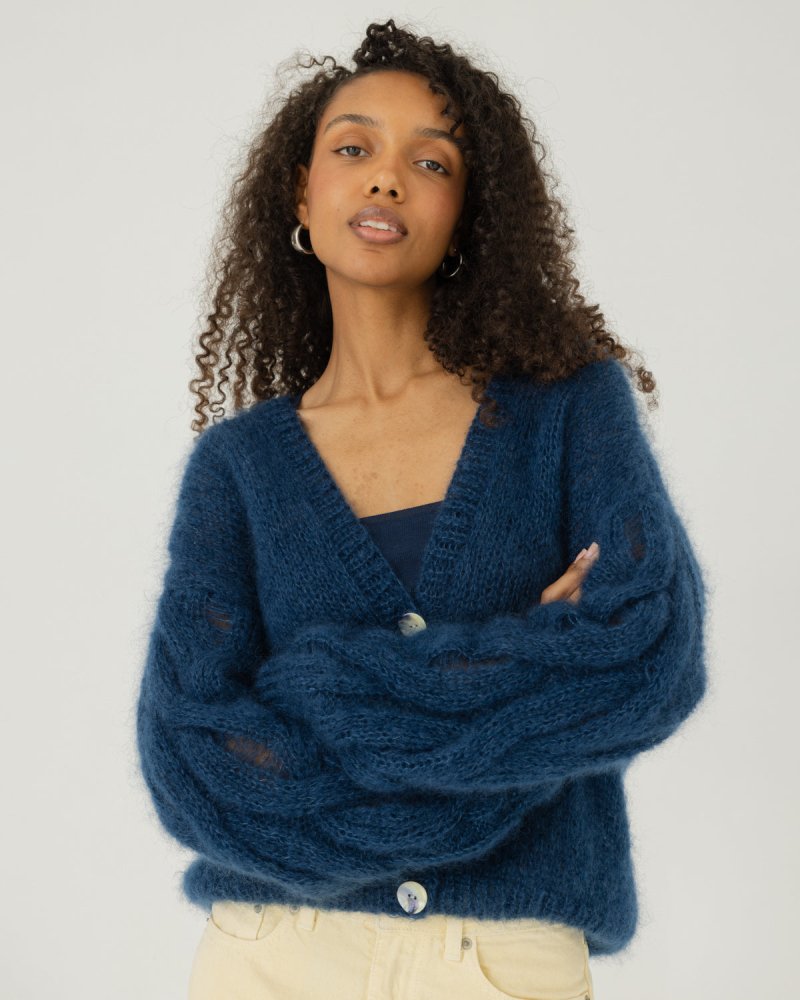 Pagunda: Midnight Blue Mohair & Silk Cardigan – The Knotty Ones