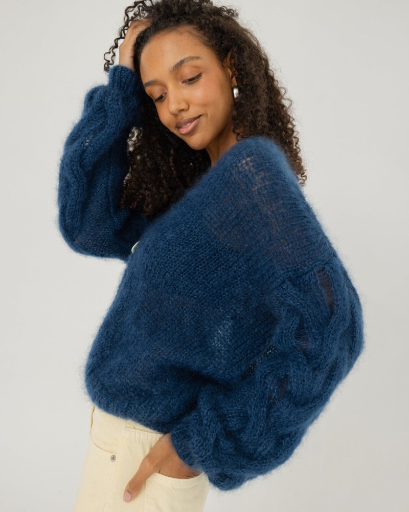 Pagunda: Midnight Blue Mohair & Silk Cardigan – The Knotty Ones