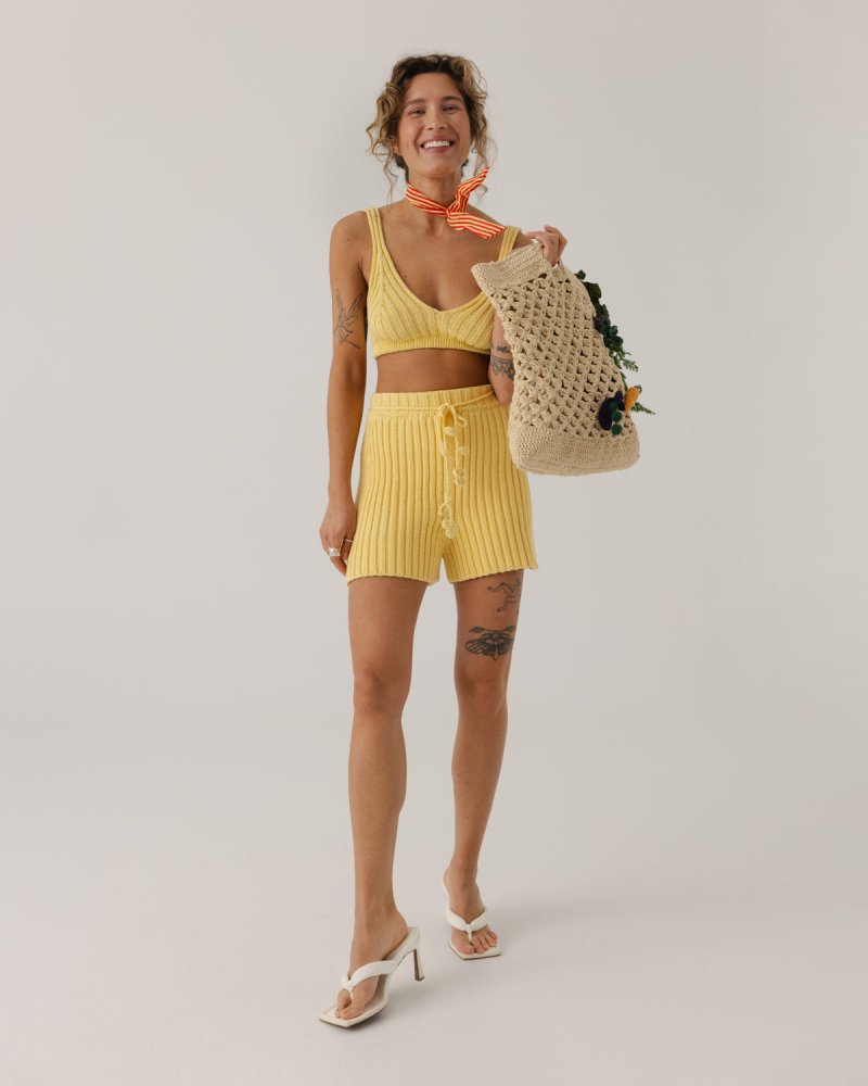 Pieva: Lemon Cotton Bralette & Shorts Set