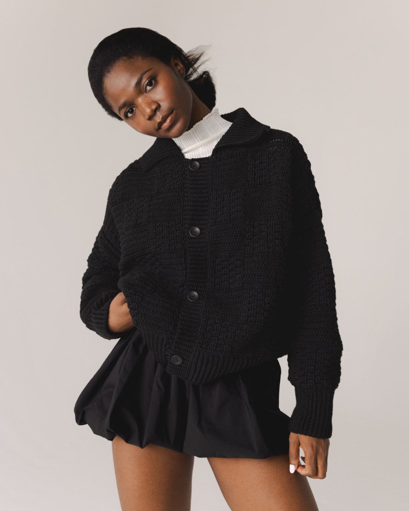 トップス ORIMI GRITTER KNIT PORO 24ss prietema-black-crochet-cotton-