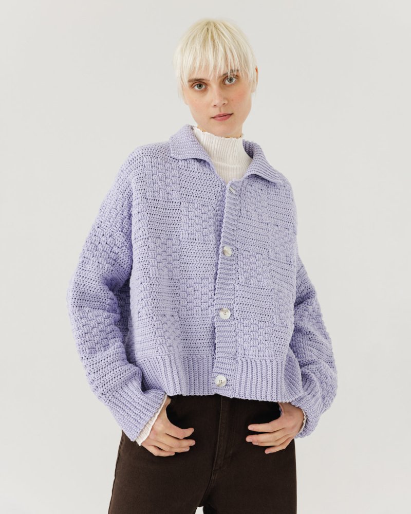 Prietema: Lilac Crochet Cotton Jacket