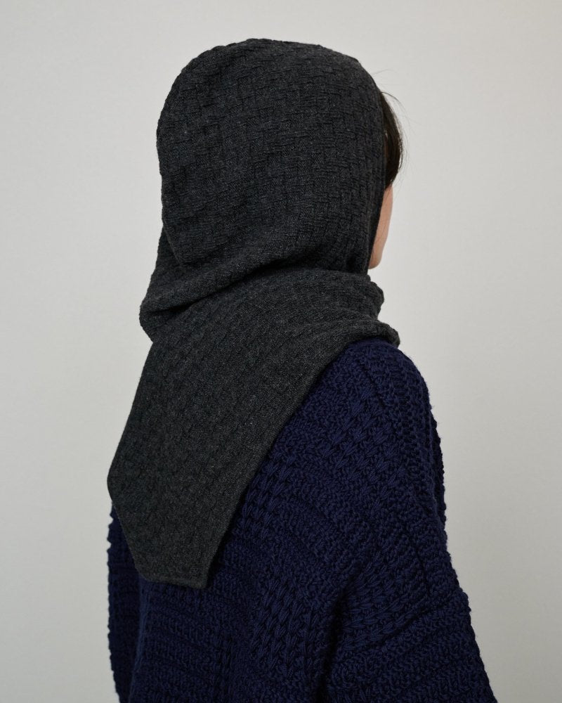 小物 WAFFLE HOOD SCARF CHARCOAL WAFFLE HOOD SCARF CHARCOAL