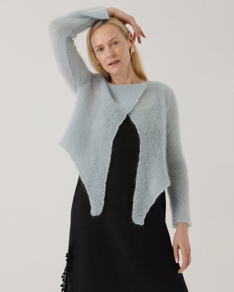 Skraistas: Dew Silk & Mohair Cropped Cardigan