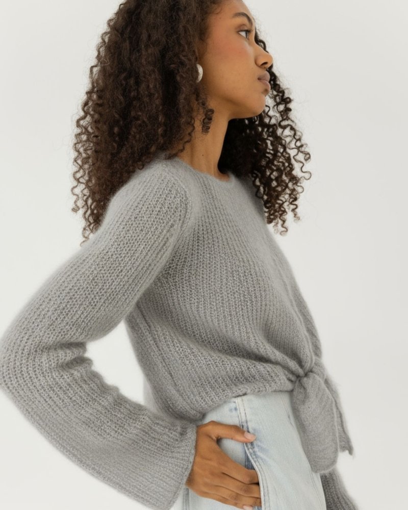 Skraistas: Fog Grey Silk & Mohair Cropped Cardigan