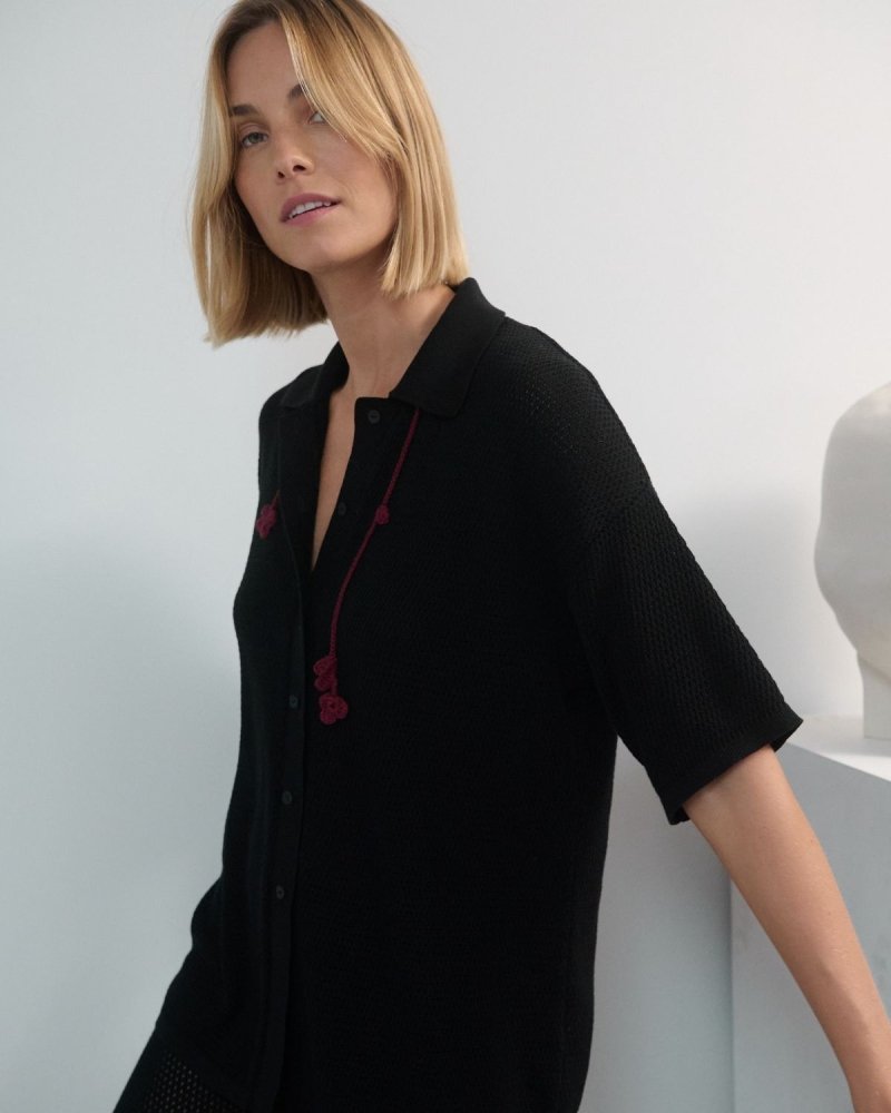 Sutemos: Black Cotton Shirt