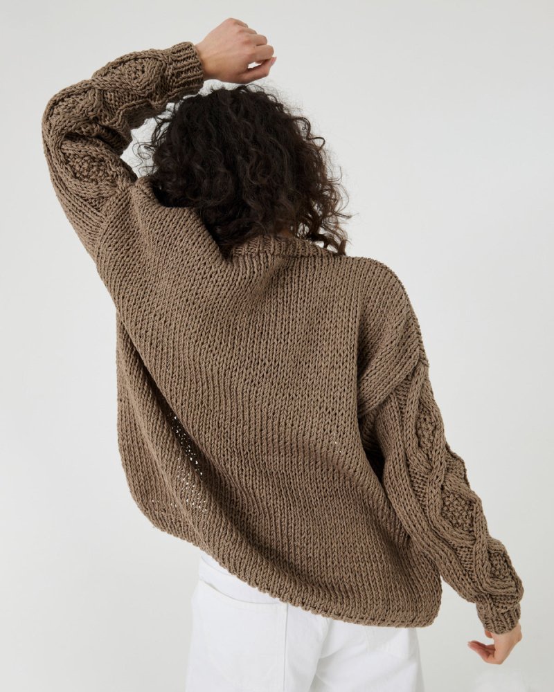 Tom: Taupe Cotton Cardigan