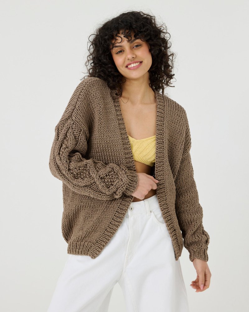 Tom: Taupe Cotton Cardigan