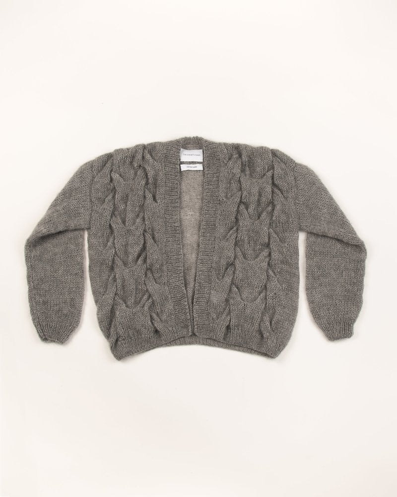 Twisted Erik: Fog Grey Silk Mohair Cardigan – The Knotty Ones