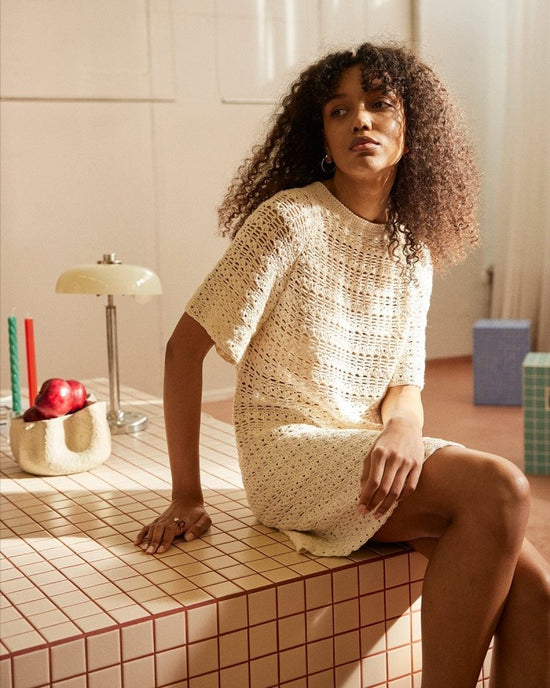 Vasara: White Bamboo & Cotton Mini Dress The Knotty Ones Vasara: White Bamboo & Cotton Mini Dress The Knotty Ones