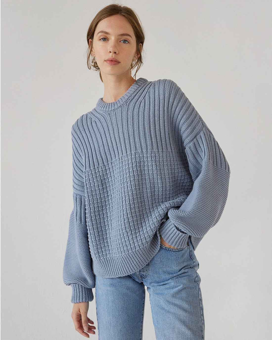 Delčia: Dusty Blue Cotton Sweater – The Knotty Ones