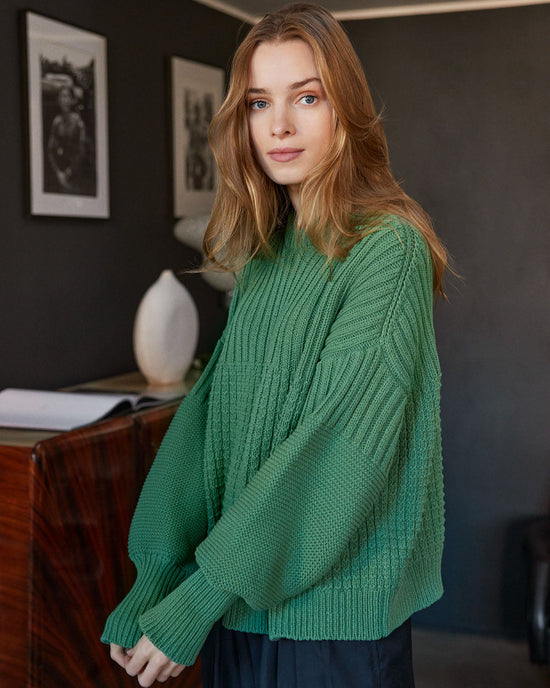 Delčia: Fern Green Cotton Sweater – The Knotty Ones