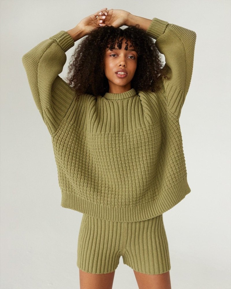 Delčia: Olive Cotton Sweater – The Knotty Ones