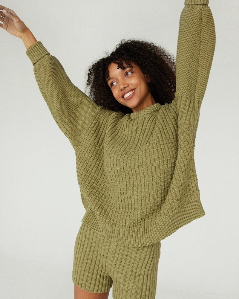 Delčia: Olive Cotton Sweater