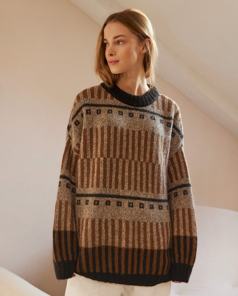 Ethno: Brown Alpaca Wool Sweater