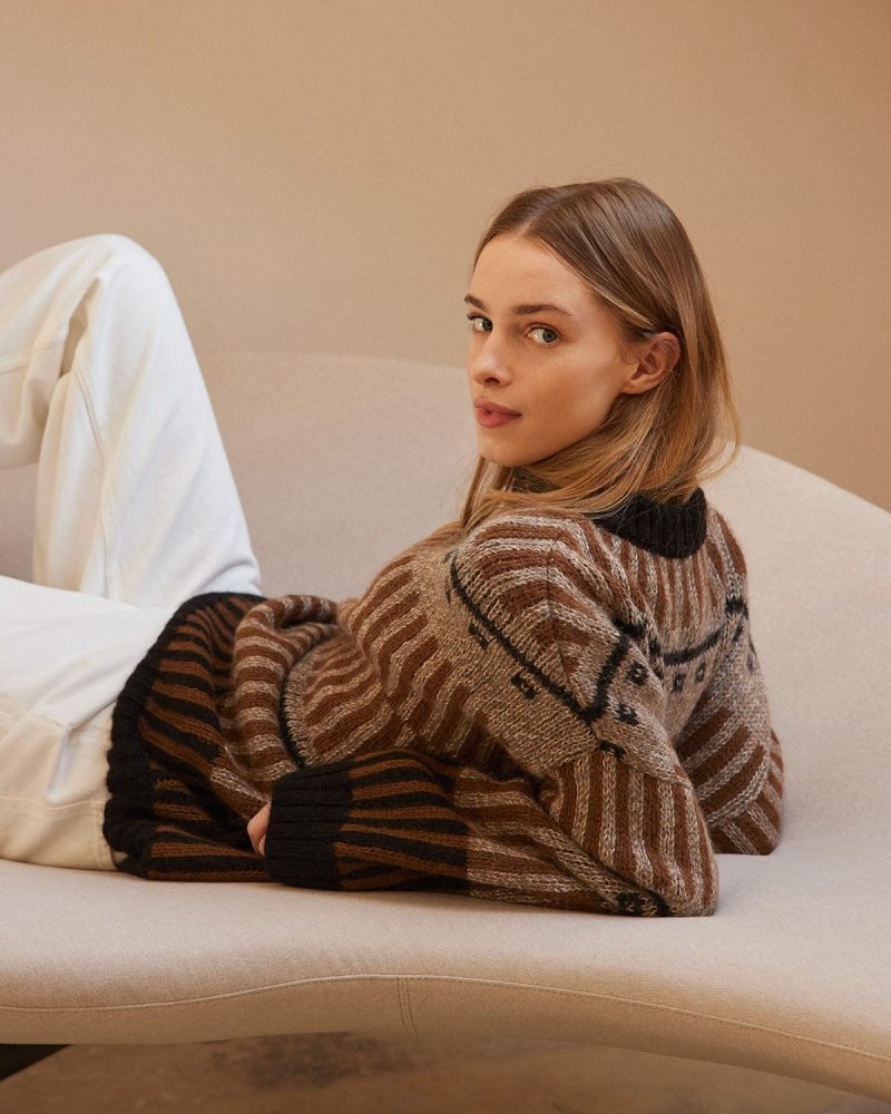 Ethno: Brown Alpaca Wool Sweater
