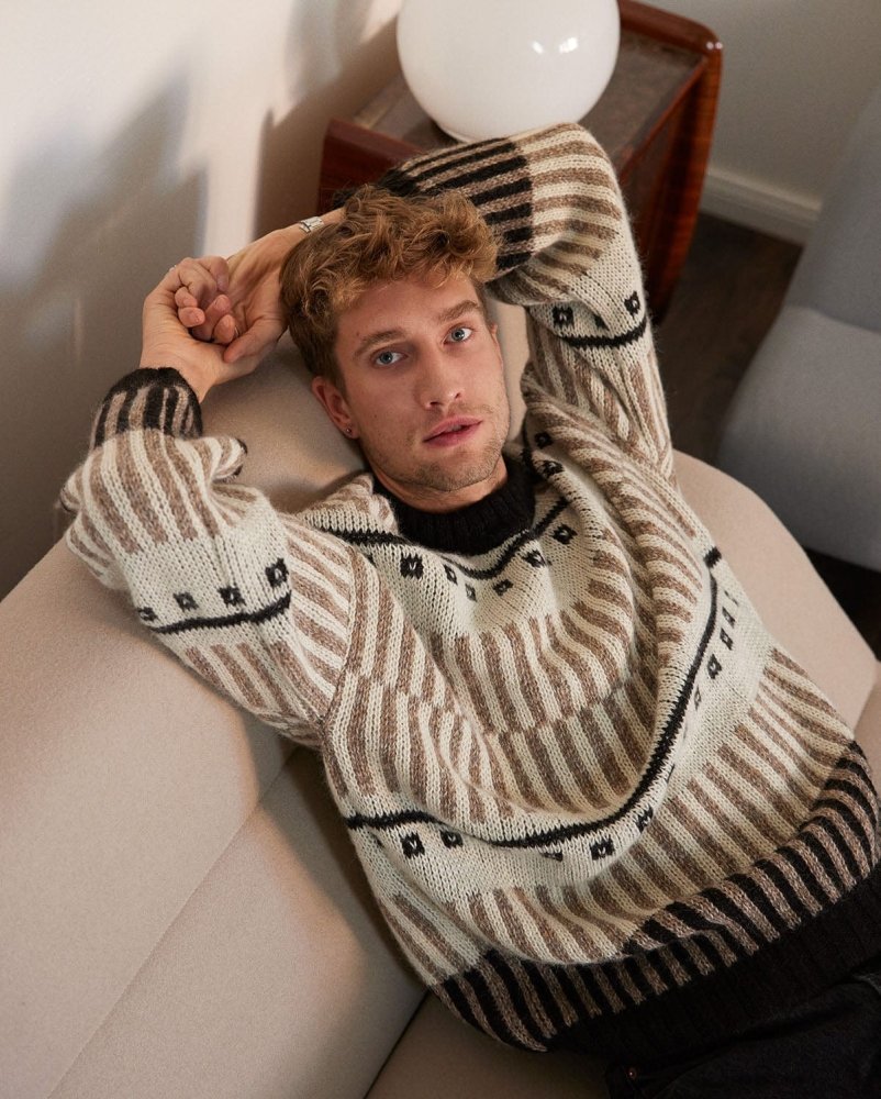 Ethno: Off - White Alpaca Wool Sweater