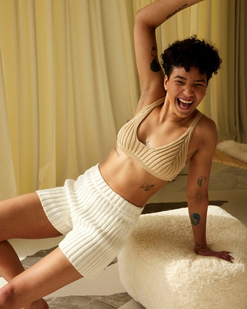 Pilnatis: Off - White Cotton Shorts