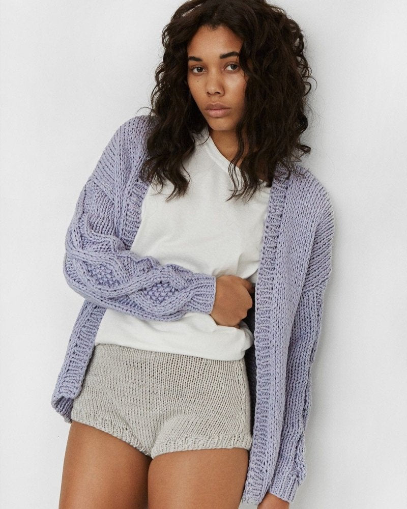 Tom: Lilac Cotton Cardigan