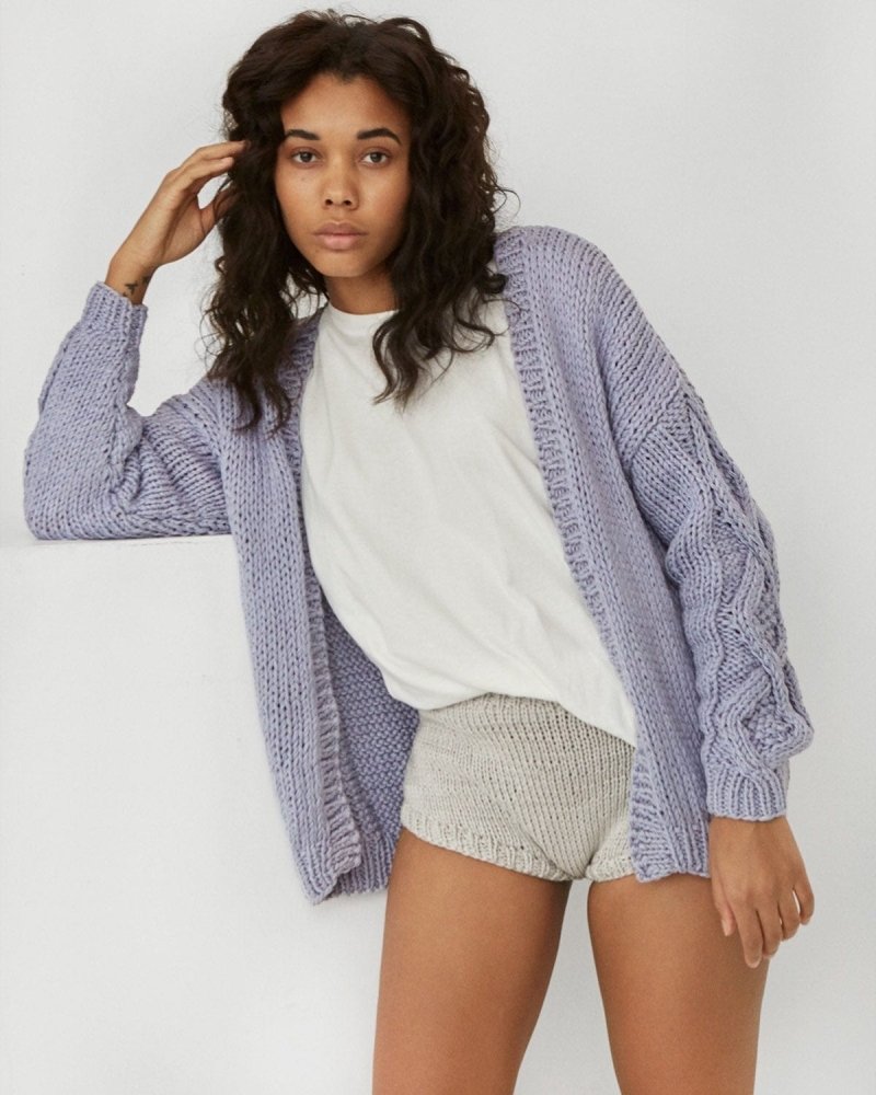 Tom: Lilac Cotton Cardigan